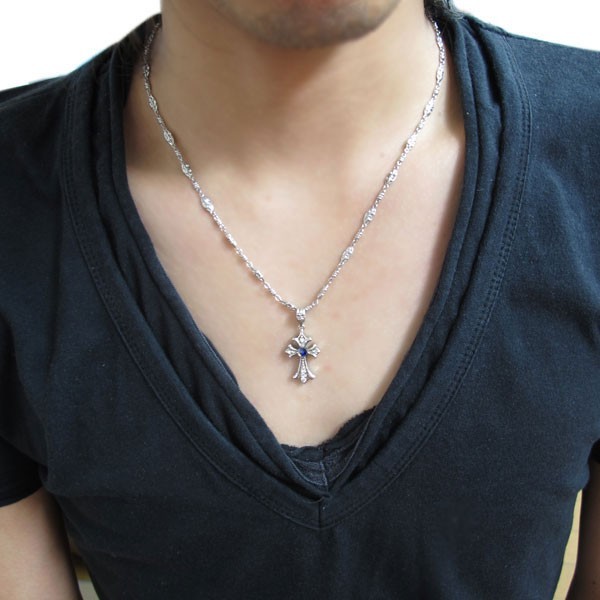  sapphire necklace platinum Cross necklace Christmas Point ..