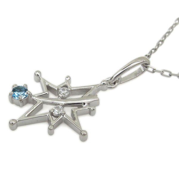 シルバーアクセサリー 星 宇宙 ネックレス ブルートパーズ