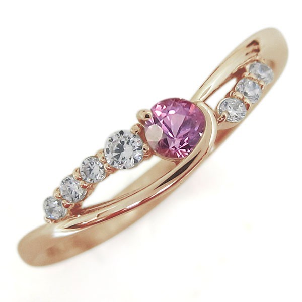 超可爱の ピンクサファイアリング 指輪 シンプルリング 10金 誕生石