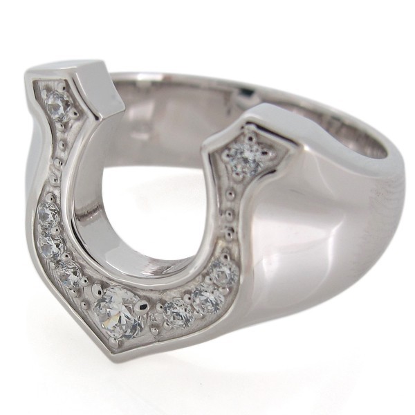 素晴らしい価格 指輪 メンズ 馬蹄 18金 ダイヤモンド 4月誕生石 ホース
