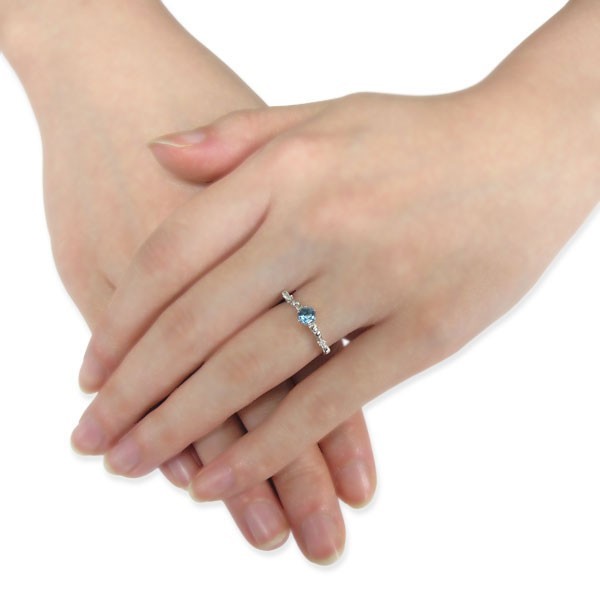 レディース リボン K18 ブルートパーズ 婚約指輪 安い エンゲージリング_画像3