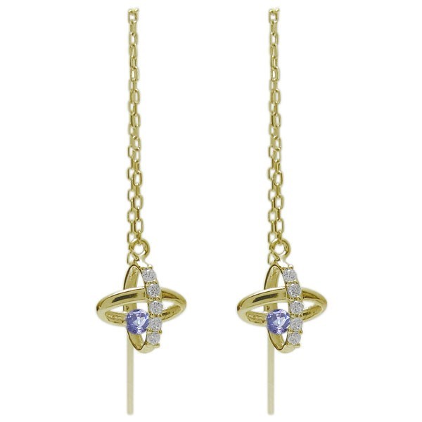 惑星 星 ピアス タンザナイト ロングピアス K18 | inmano.com.br