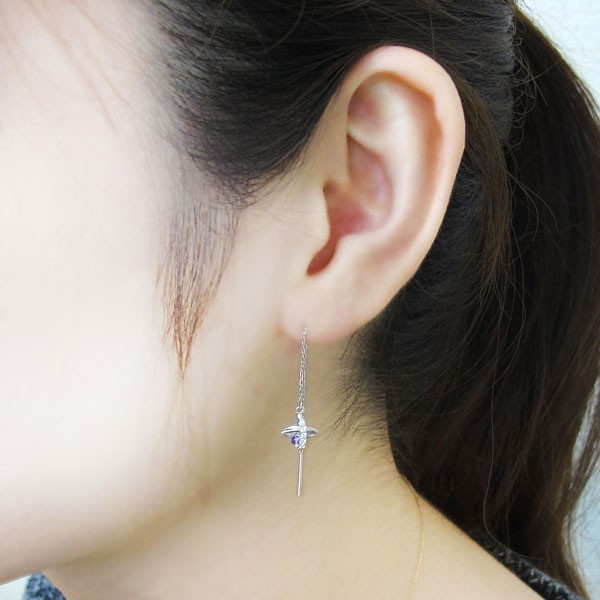 一部予約!】 惑星 星 ピアス タンザナイト ロングピアス K18