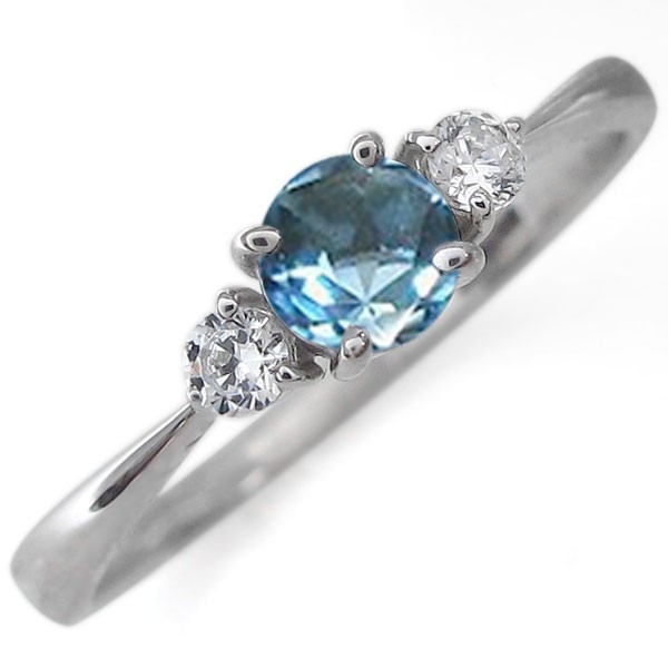 婚約指輪 ダイヤモンド エンゲージリング( 11月誕生石 ブルートパーズ 末広 通販
