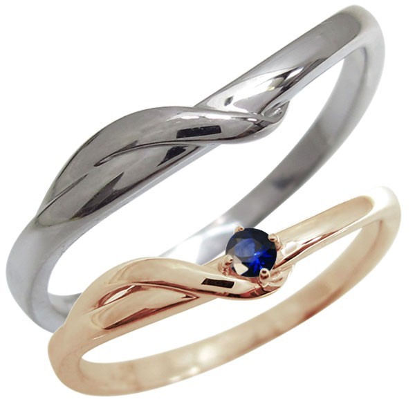 結婚指輪 ペアリング 2本セット ピンクゴールド 18金 プレゼント サファイア