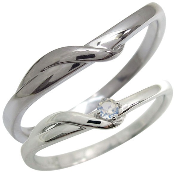 マリッジリング 結婚指輪　シルバー ペア 指輪 ロイヤルブルームーンストーン 6月誕生石 安い