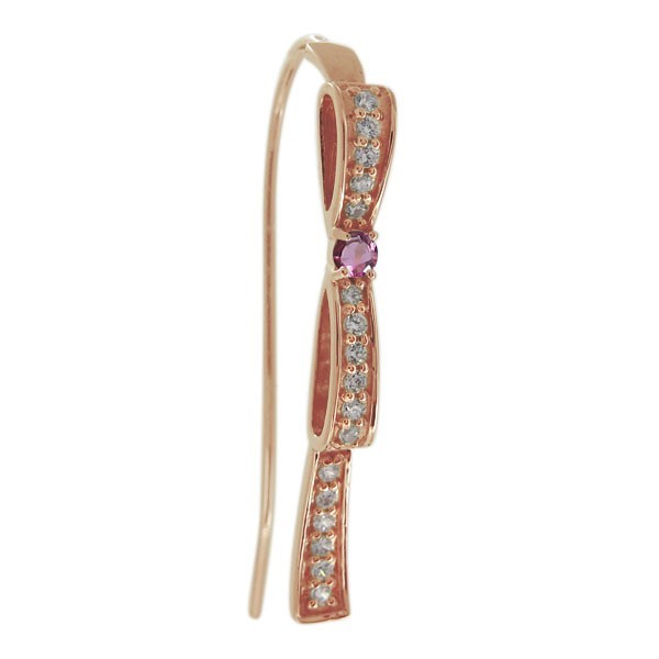  лента серьги женский 10 золотой розовый турмалин 10 месяц зодиакальный камень Ribon одна сторона уголок крюк серьги 
