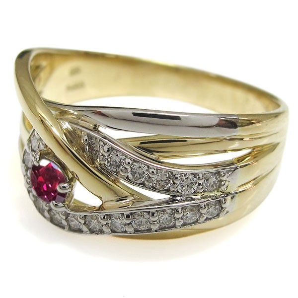新年の贈り物 プラチナ 18金 婚約指輪 ルビー コンビリング ポイント