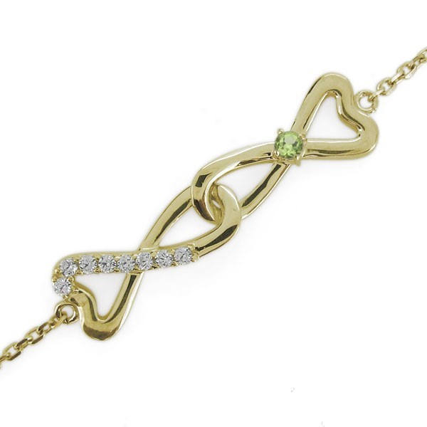  anklet Heart Infinity 8 month birthstone peridot bracele 10 gold 