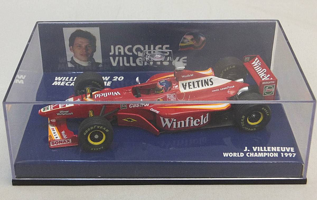 値引きする 1/43 ウィリアムズ FW19(ヴィルヌーブ)純正タバコ仕様 ミニカー ジャック・ヴィルヌーヴ 1995インディカー ワールド チャンピオン/ピンバッジ