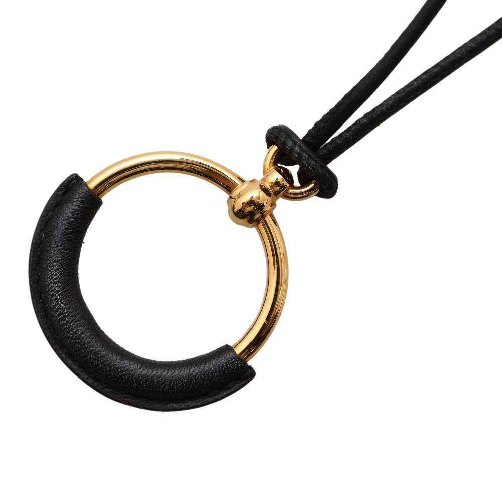 エルメス ネックレス グランド ループ ブラック/ゴールド金具 HERMES