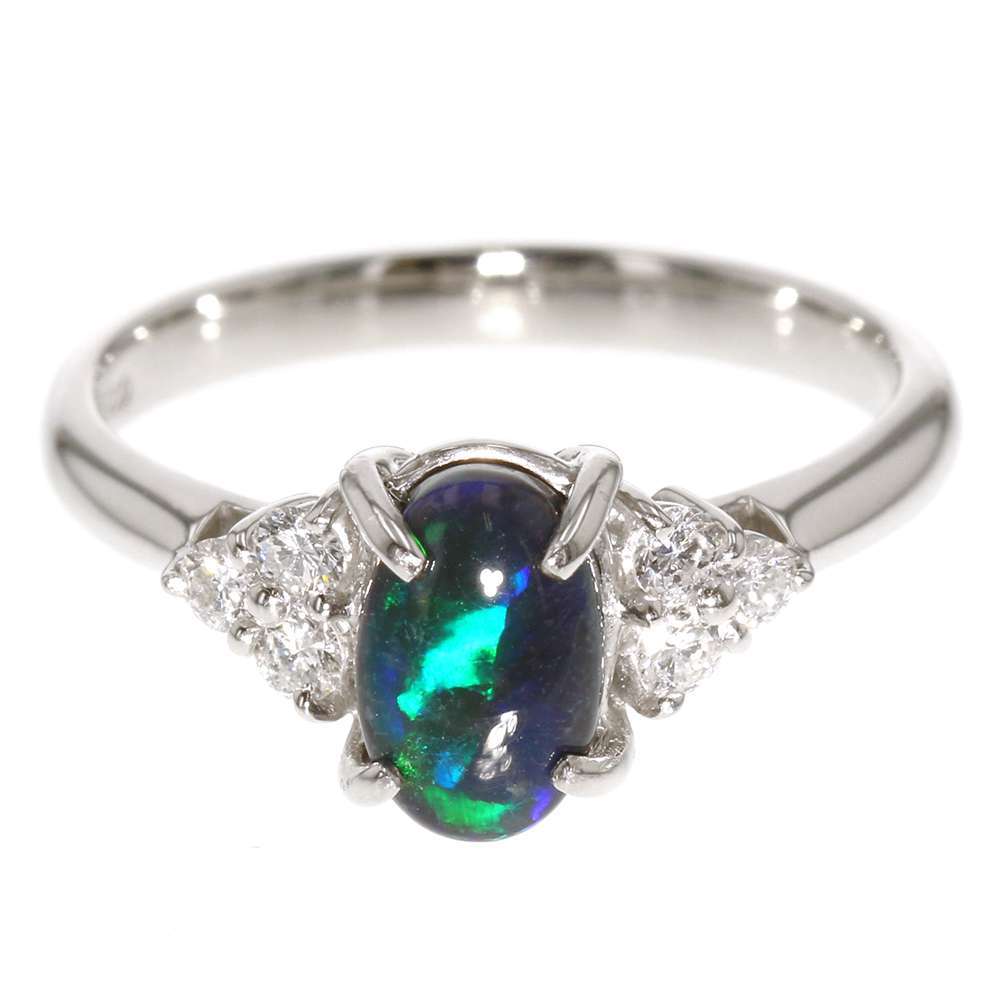 ブラックオパール リング ブラックオパール 1.01ct ダイヤモンド 0.19