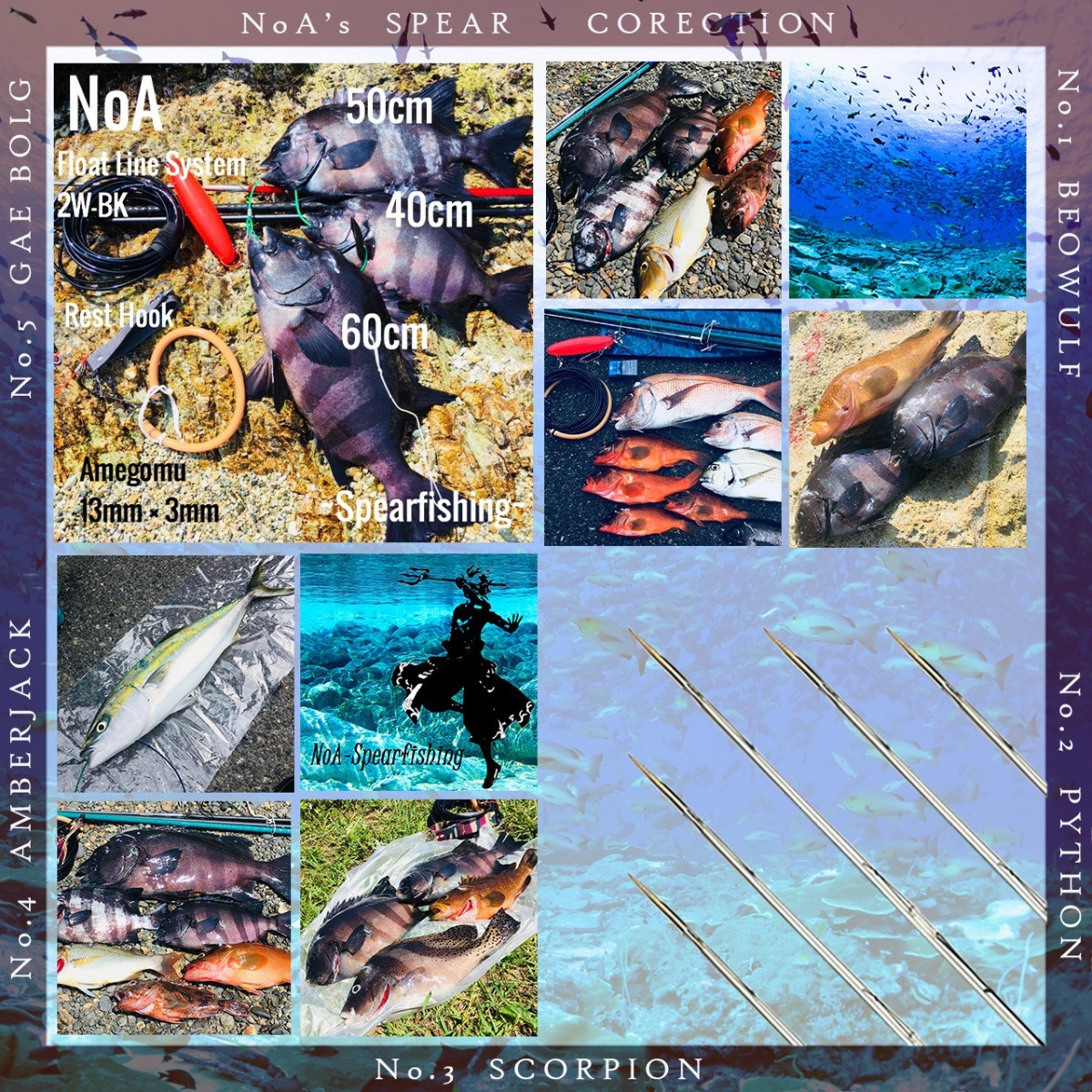NEW 2023 ステンレス製 チョッキ 5本 手銛 魚突き billard-akademie
