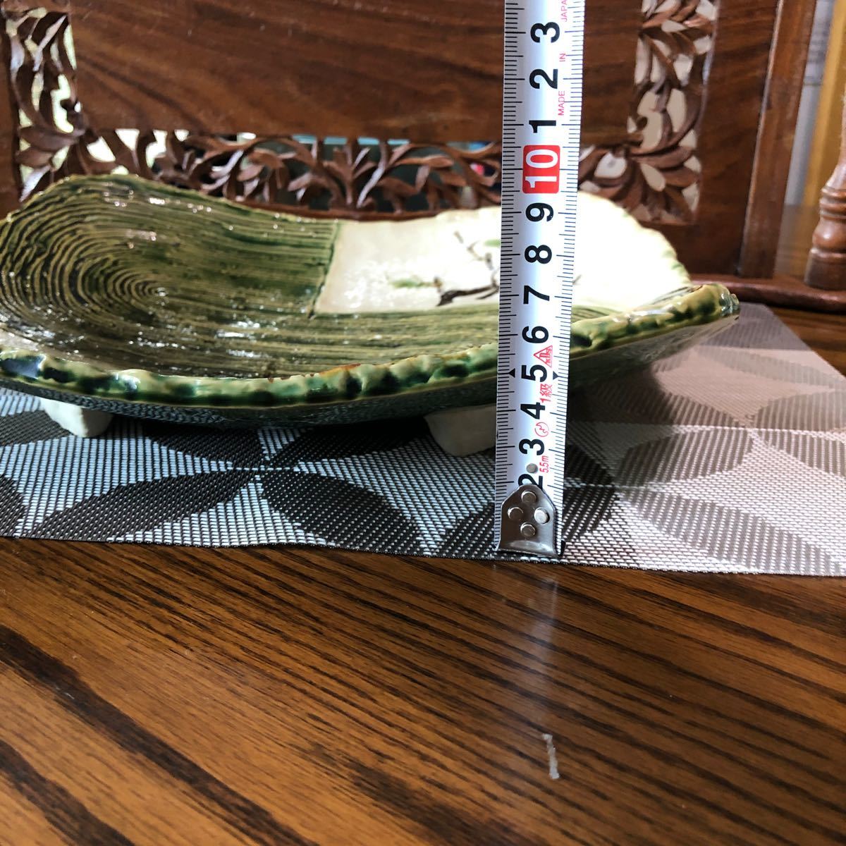 三洋陶器 龍峰窯 織部桜 大皿 高足皿 盛り皿 飾り皿 和食器 陶芸
