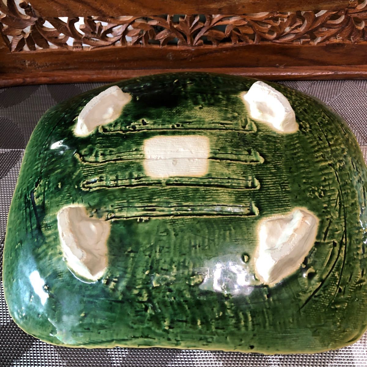 三洋陶器 龍峰窯 織部桜 大皿 高足皿 盛り皿 飾り皿 和食器 陶芸