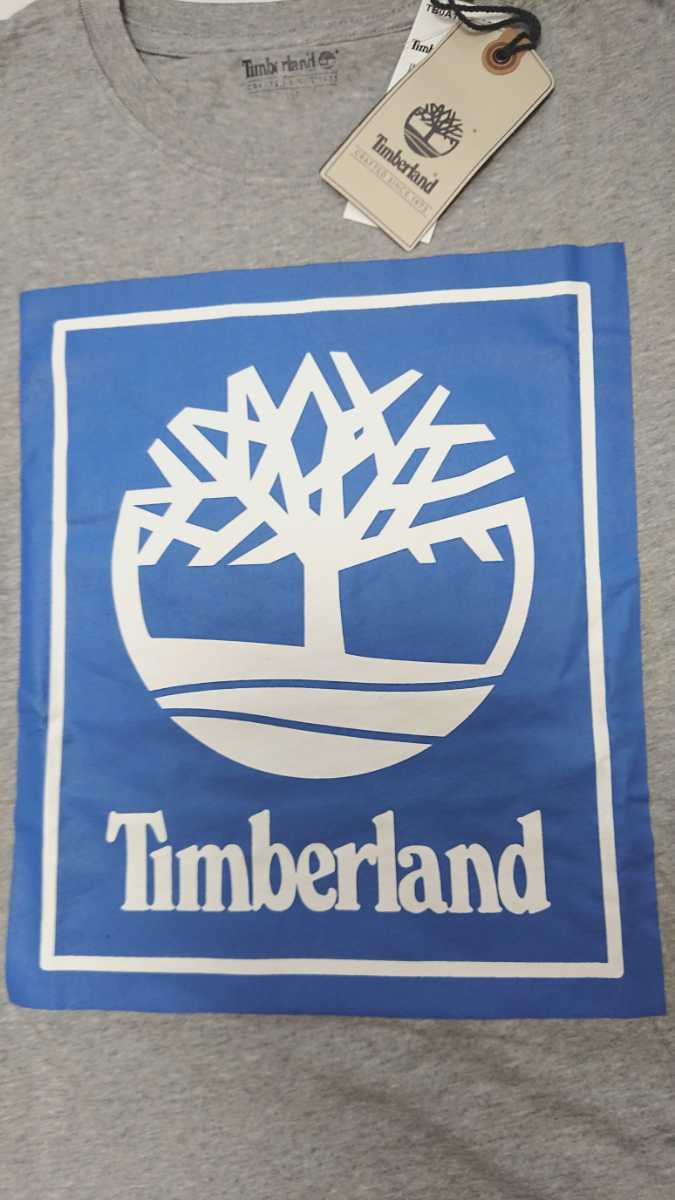 タグ付 Timberland メンズS ティンバーランド ツリーロゴ プリント 半袖Tシャツ 正規品 グレー オーガニックコットン 未使用 新品 送料無料