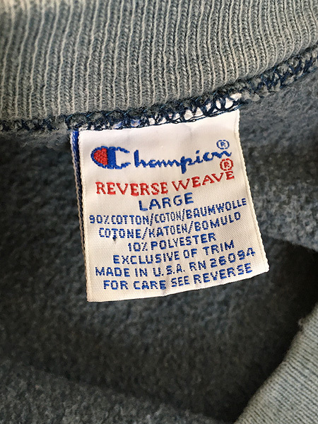 古着 90s USA製 Champion Reverse Weave ワンポイント ケミカル ブリーチ リバース スウェット L 古着_画像7