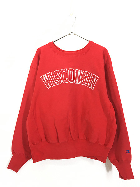 古着 90s Champion Reverse Weave 「WISCONSIN」 ワッペン リバース スウェット トレーナー L 古着