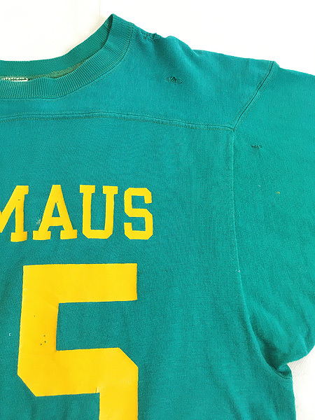 古着 70s USA製 Champion 「EMMAUS」 ナンバリング 100%コットン フットボール Tシャツ レアカラー!! M 古着_画像6
