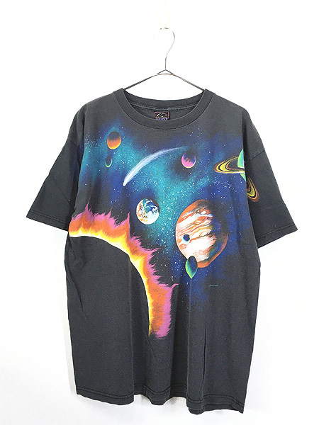 【新品】 古着 90s USA製 HABITAT 宇宙 惑星 太陽 グラフィック アート Tシャツ XL 古着 その他