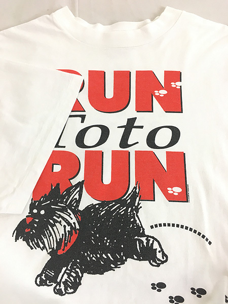 古着 90s USA製 The Wizard Of Oz オズの魔法使い 「RUN To to RUN」 トト Tシャツ XXL 古着_画像5