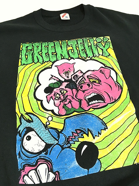 古着 90s USA製 Green Jelly 「duh tour 1993」 3匹のこぶた ロック バンド ツアースウェット XL 古着_画像6
