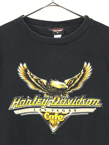 古着 90s USA製 HARLEY DAVIDSON 「LAS VEGAS Cafe」 イーグル Tシャツ XL 古着_画像2