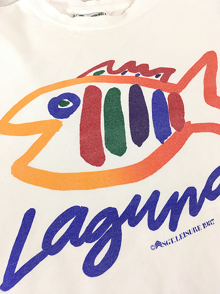 古着 90s 魚 カラフル 「LAGUNA」 グラフィック デザイン プリント 長袖 Tシャツ ロンT XL 古着_画像6