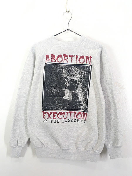 古着 80s USA製 「ABORTION EXECUTION」 アート メッセージ スウェット トレーナー M 古着