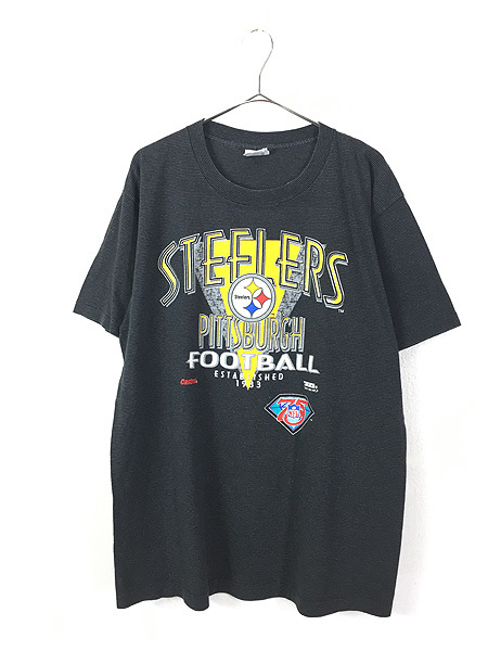 古着 90s USA製 NFL Pittsburgh Steelers スティーラーズ フットボール ボーダー Tシャツ XL 古着_画像1