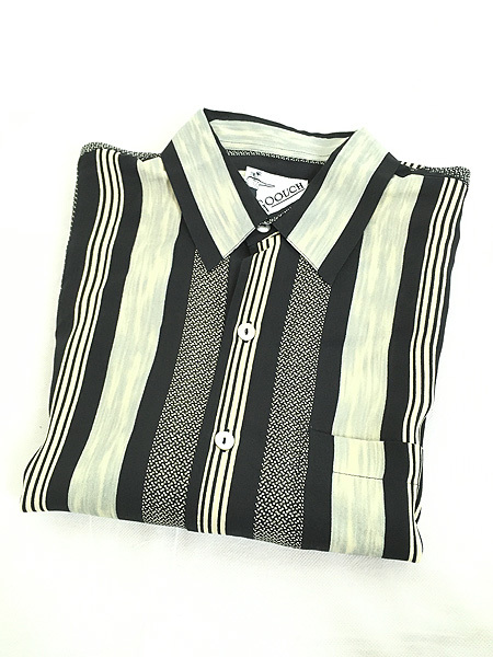 【 新品 】 総柄 シェルボタン ストライプ マルチ GOOUCH 90s 古着 「Deadstock」 半袖 古着 L 緑 シャツ Lサイズ 【 新品 】 総柄 シェルボタン ストライプ マルチ GOOUCH 90s 古着 「Deadstock」 半袖 古着 L 緑 シャツ Lサイズ