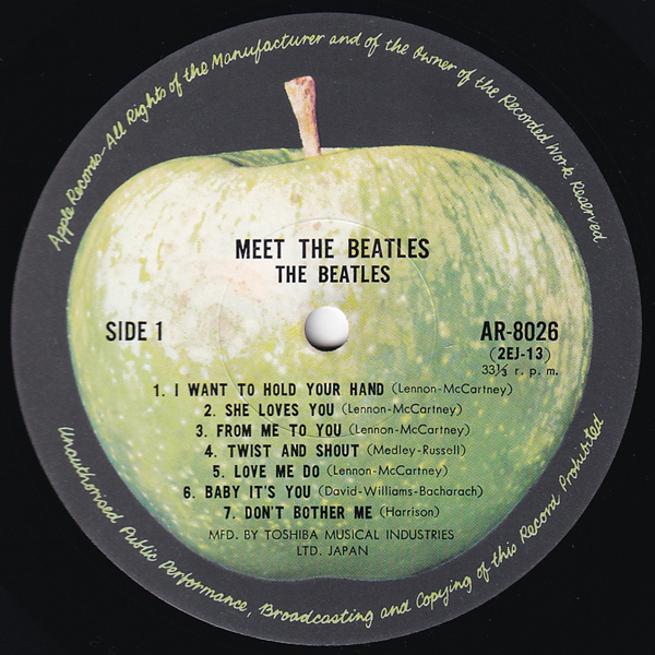 矢印帯付LP☆ビートルズ！ Meet The Beatles（Apple AR-8026）ミート・ザ・ビートルズの画像4