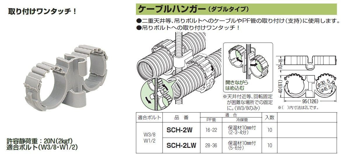 ケーブルハンガー ダブルタイプ SCH-2LW-10_画像2