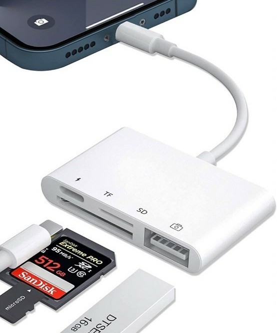 iPhone SDカードリーダー USB  4in1 SD/MicroSD/TF OTG対応 USB変換アダプタ IOS15対応