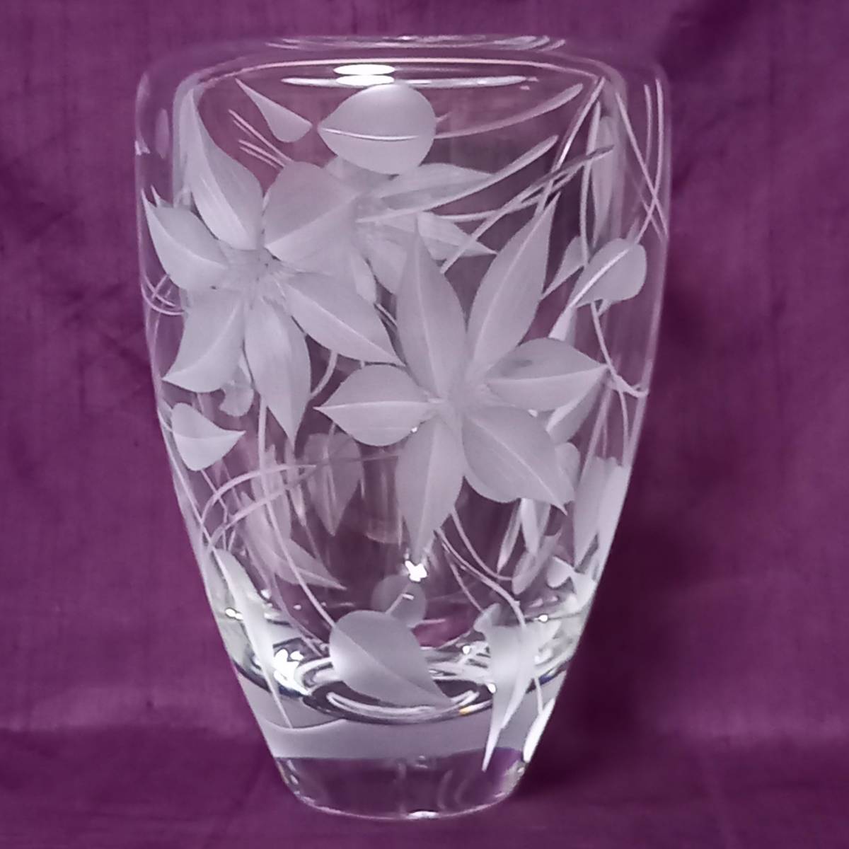 高価値セリー ＨＯＹＡクリスタルガラス クレマチス 花瓶 フラワー