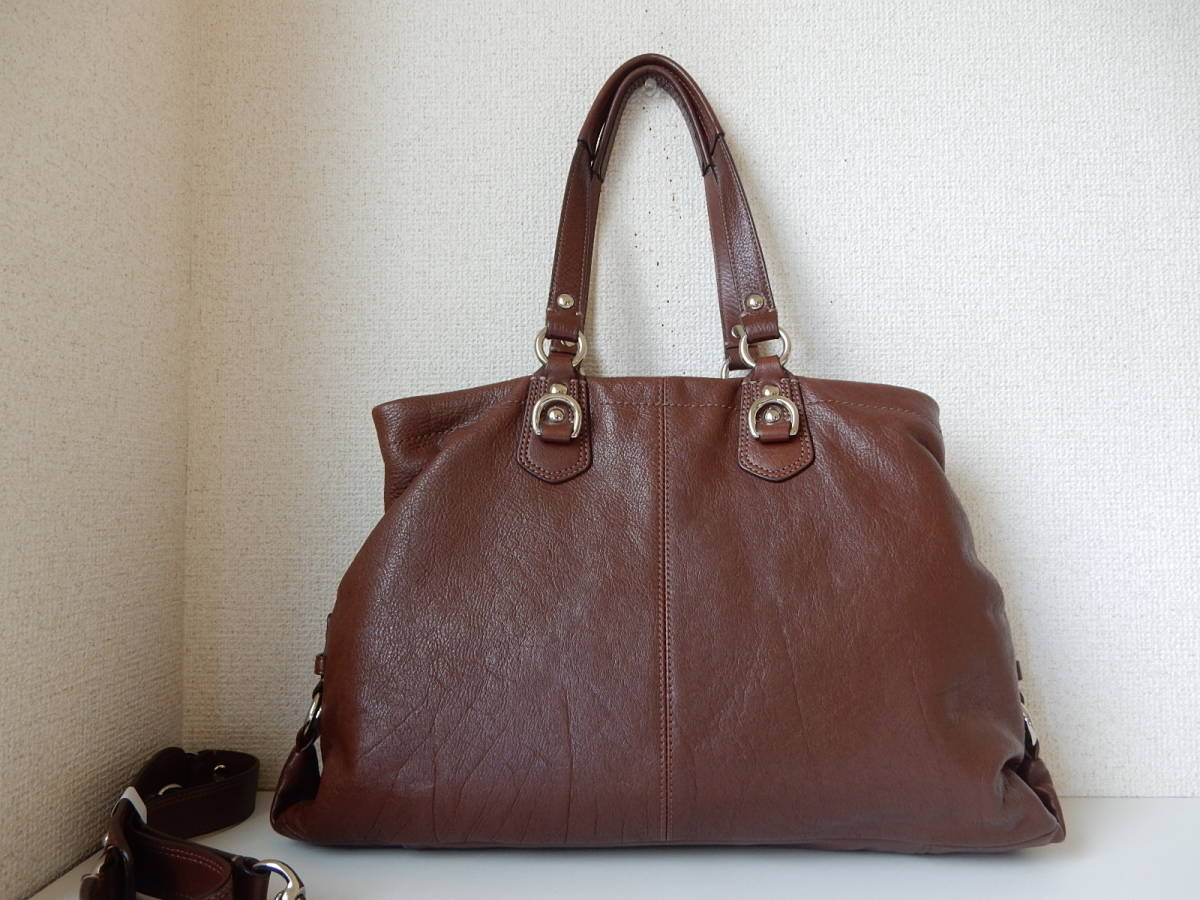 本革☆COACH(コーチ)☆B5対応☆3ルーム☆2WAYトートバッグ(ショルダー付き)ブラウン(金具シルバー)No.K1094-F15513_背面