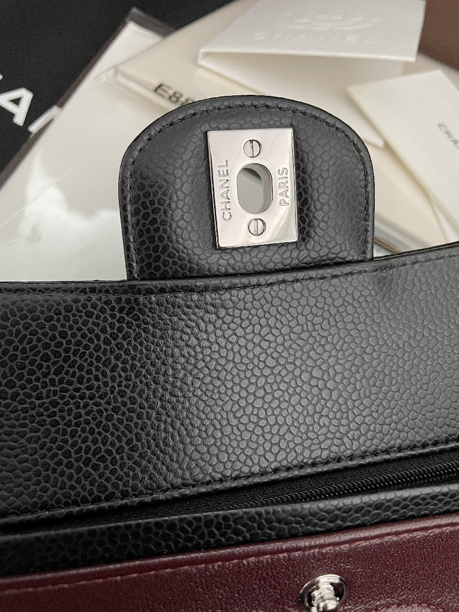  新品同様 ※CHANEL シャネル※ ダブルフラップマトラッセ A01113 ハンドバッグ レザー ブラック チェーンショルダー/シルバー金具_画像7