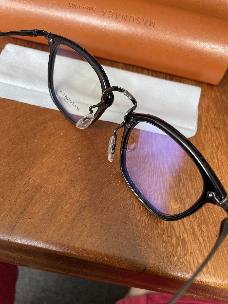 伝説のモデル・大人気作・MASUNAGA・増永眼鏡・GMS-806 高級チタン製・シャイニーブラック・眼鏡フレーム_画像6