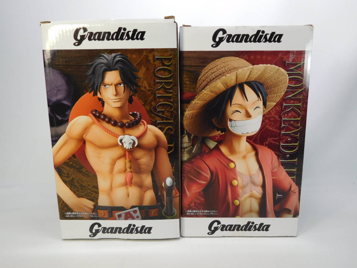 ルフィ エース 2体セット Grandista グランドラインメン ワンピース プライズ バンプレスト 非売品 展示済み中古フィギュア レア 絶版