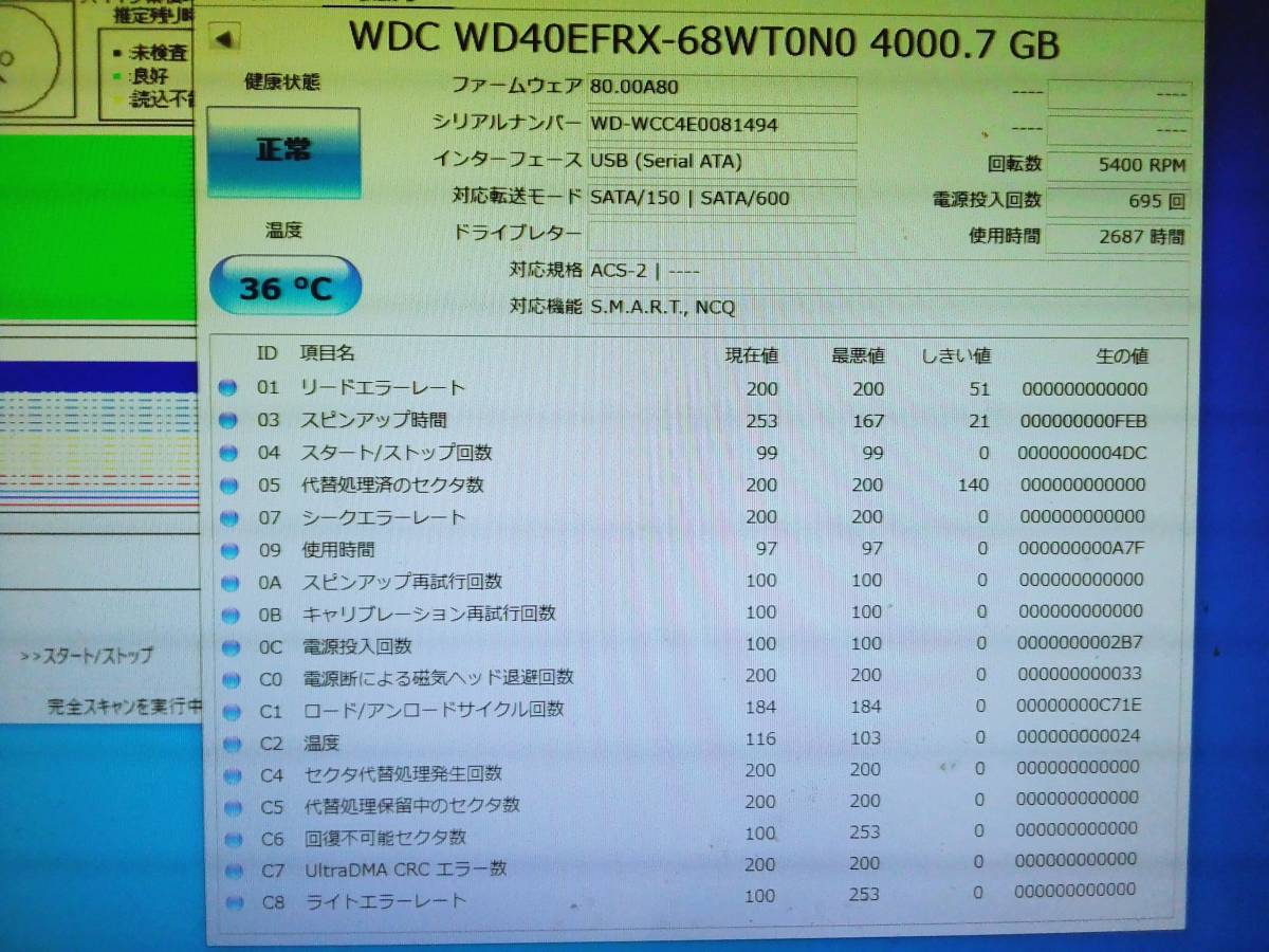 【中古】アイ・オー・データ　ハイビジョン録画用HDD（AVHD-） 4TB×2台　PanasonicDIGAで使用　動作良好　送料無料