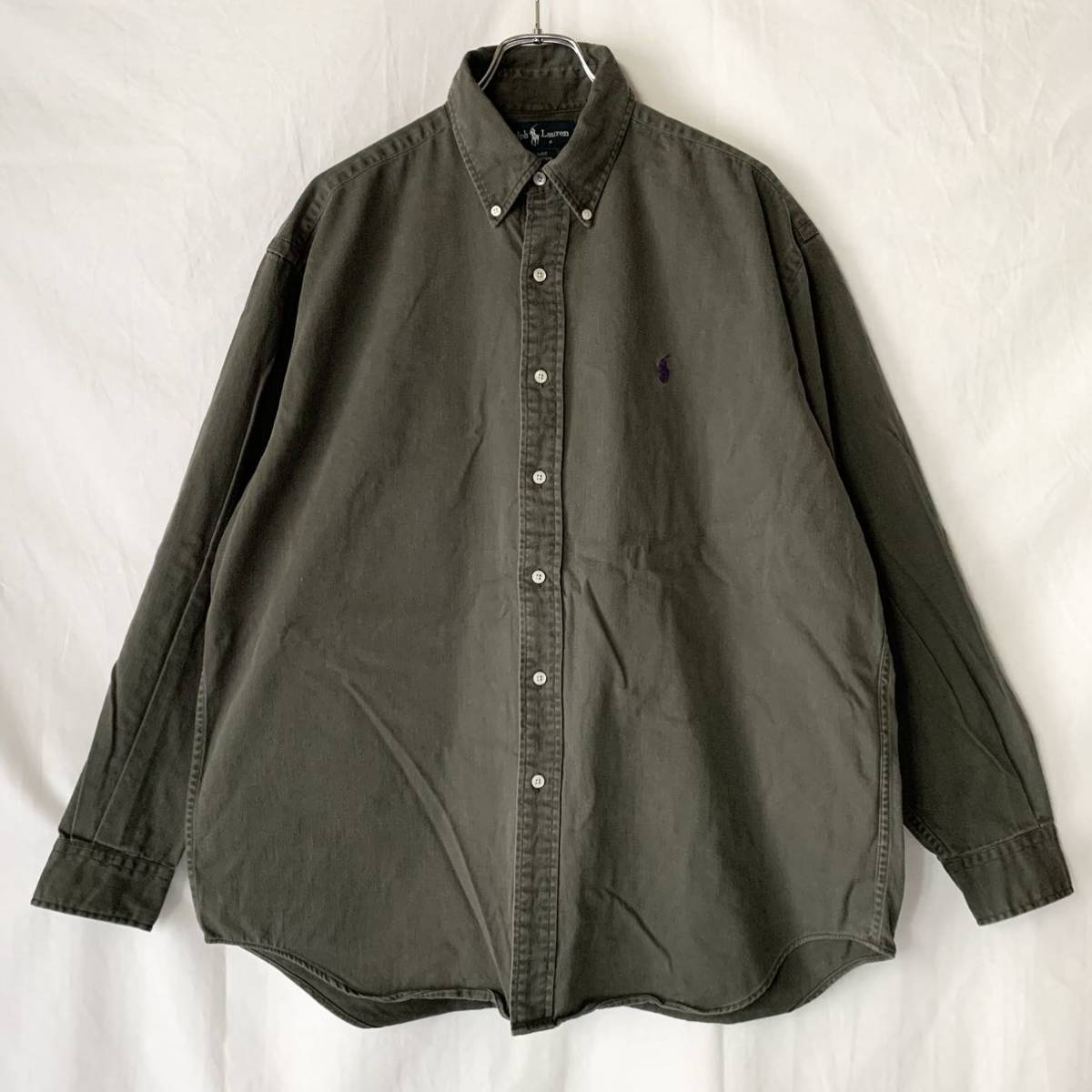 最新 90s 93 92 POLO 検 L ヴィンテージ ワンポイント刺繍 シャツ