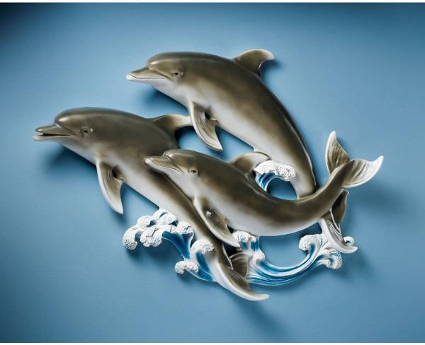泳ぐイルカの壁掛け インテリアオブジェ壁飾り家具置物ホームアクセントモダンデザイン小物海の生物ドルフィンマリン雑貨ウォールデコ海豚