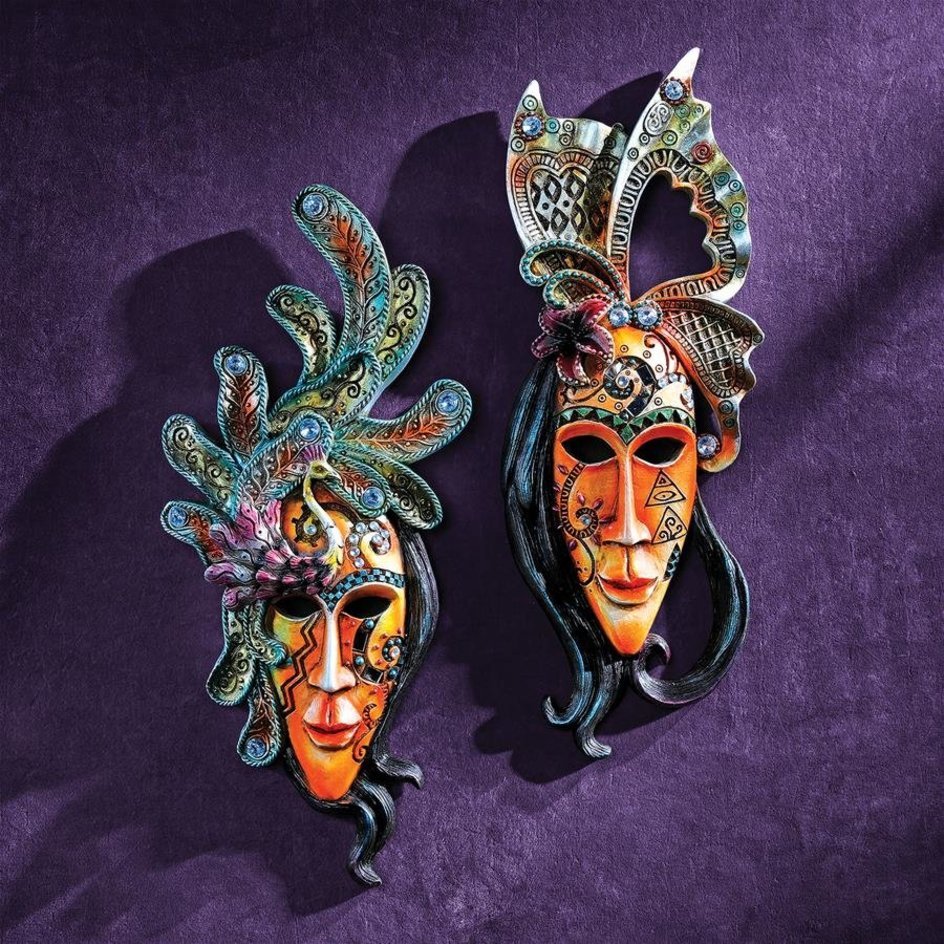 カーニバルマスク 壁飾りインテリア置物ベネチアマスクマルディグラ仮面舞踏会ミステリアス壁掛けウォールデコレーション装飾品飾り小物