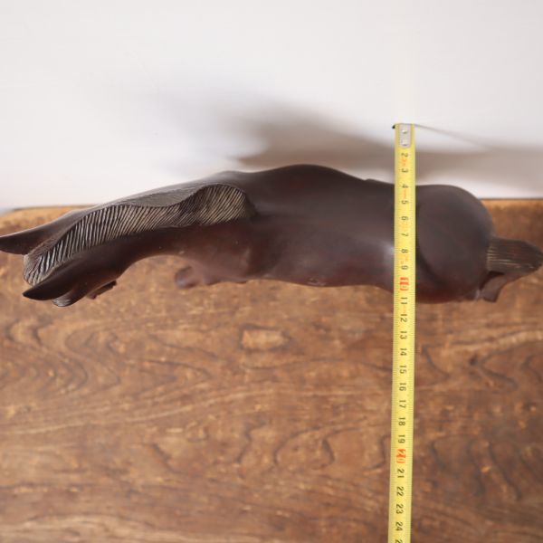 fe40532 アンティーク 馬 木彫り 木製 オブジェ 置物 ヴィンテージ 動物 ディスプレイ インテリア 高さ約30cm 幅約30cm_画像5