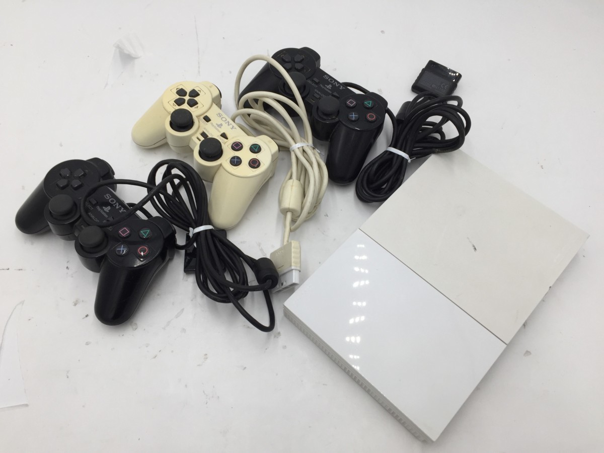 ♪▲【SONY ソニー】PS2本体 1台/コントローラー 3個 計4点セット SCPH-90000 他 まとめ売り品 0808 2_画像1