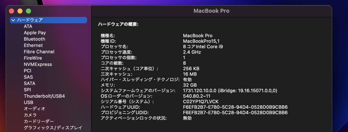 ☆新品CTO MacBook Pro 2019 Retina 15インチTrueTone メモリ32GB 1TB intel core i9 8コア2.4GHz(TurboBoost5.0GHz)GPU RadeonPro560X ☆_画像5