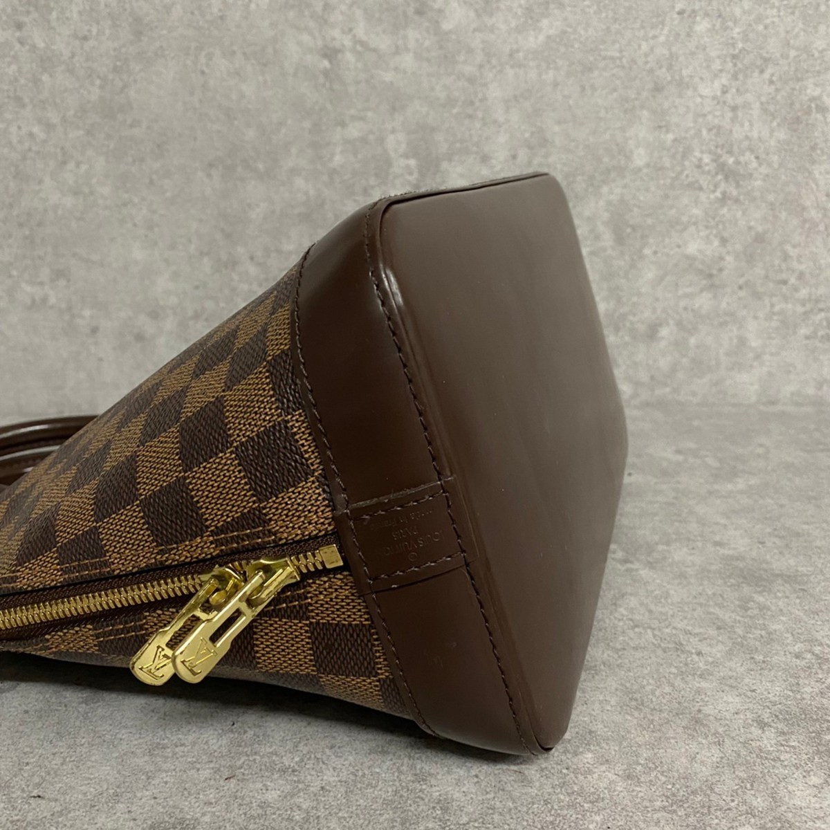 1円 極 美品 希少 LOUIS VUITTON ヴィトン アルマ ダミエ エベヌ レザー トートバッグ ハンドバッグ ボストンバッグ ブラウン 03351_画像6