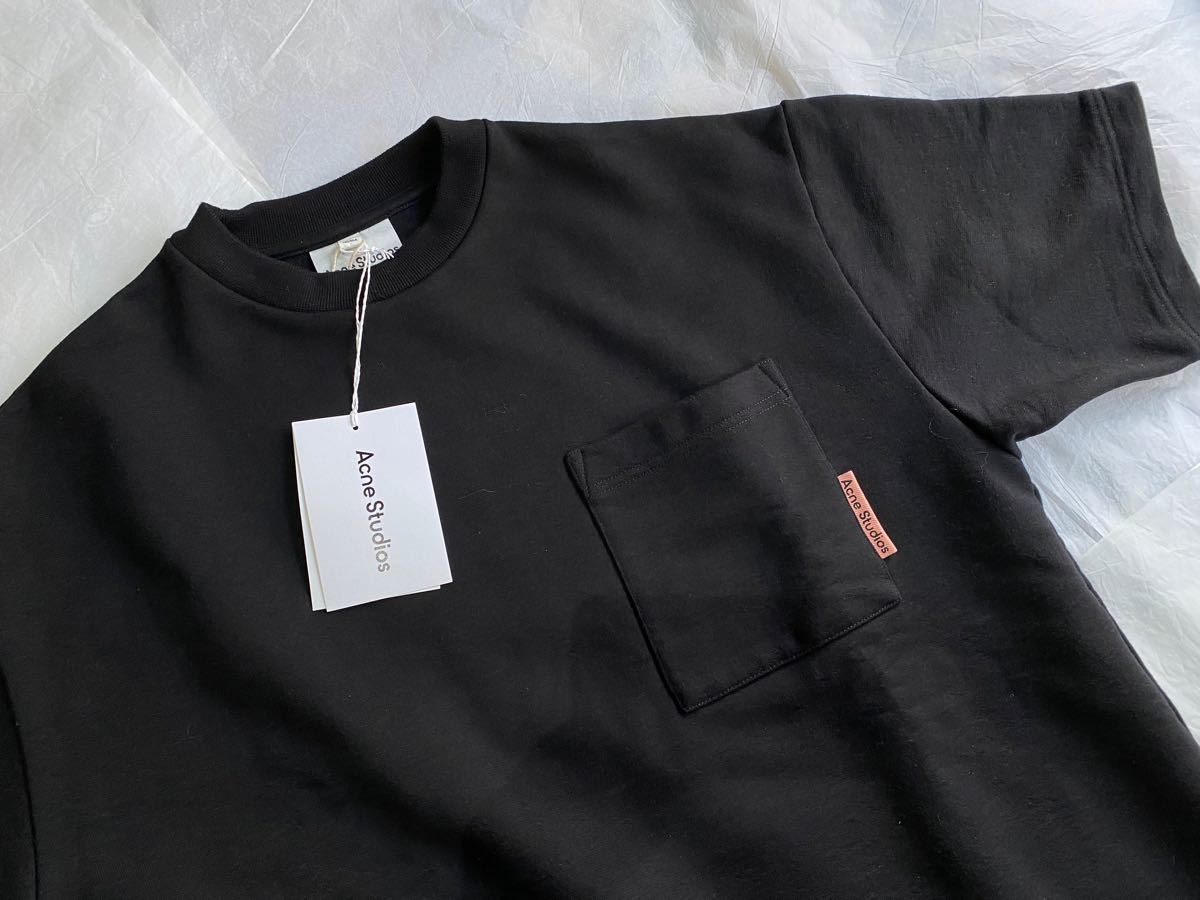 新品・XS】Acne Studios/ピンクロゴ/スウェットTシャツ/ブラック 新品・XS】Acne Studios/ピンクロゴ/スウェットTシャツ/ブラック
