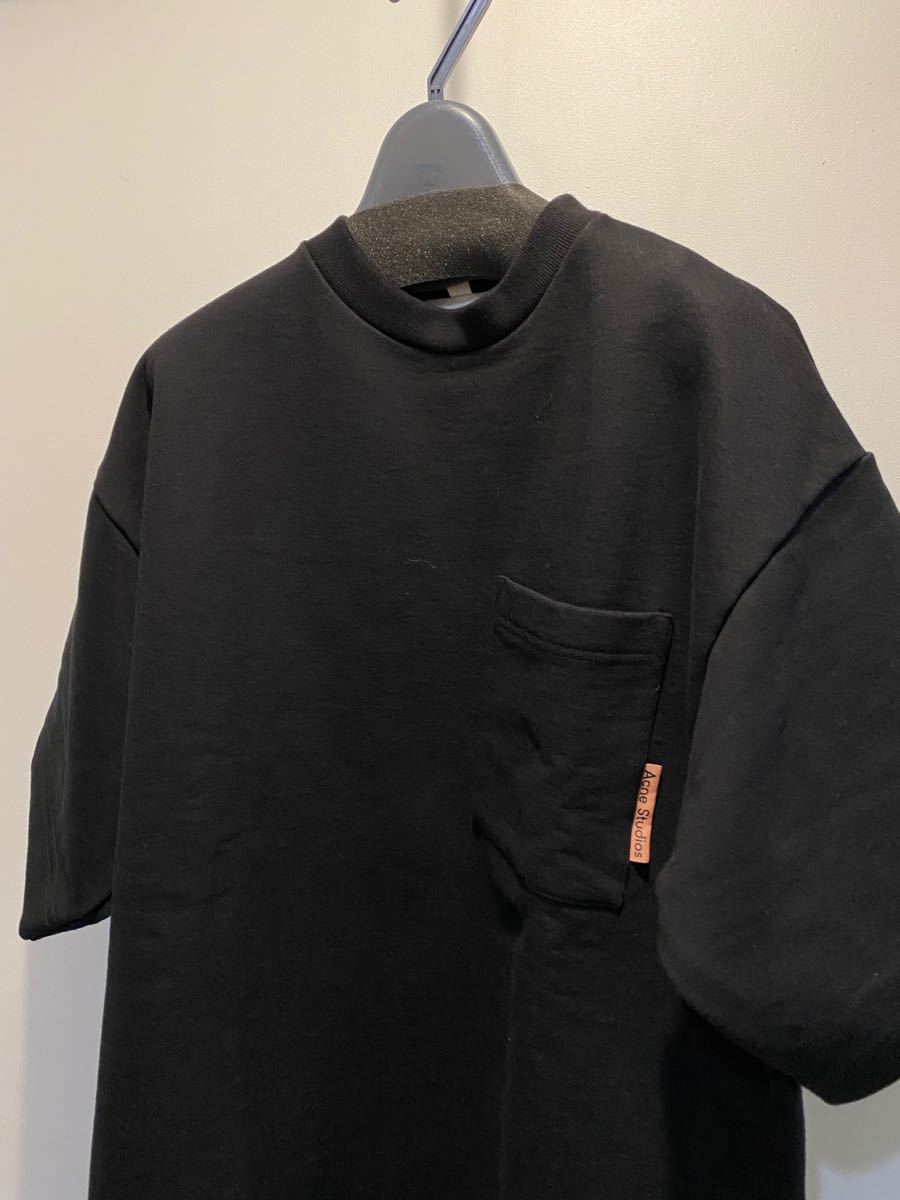 新品・XS】Acne Studios/ピンクロゴ/スウェットTシャツ/ブラック 新品・XS】Acne Studios/ピンクロゴ/スウェットTシャツ/ブラック