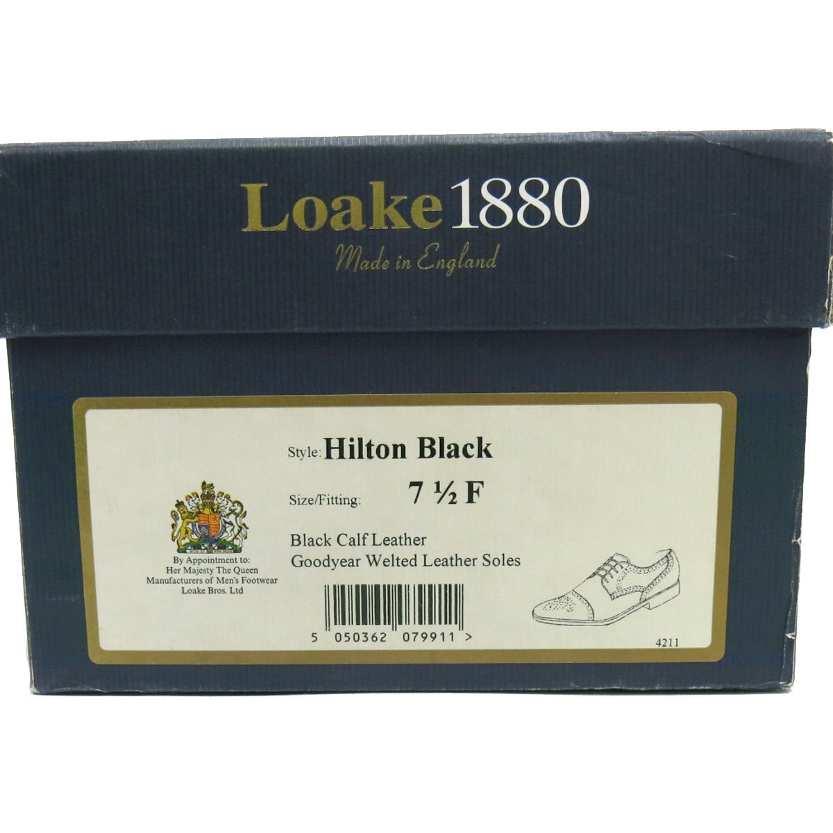 Loake 1880 Hilton Black Loake ストレートチップメダリオン size7.5 26cm ブラック ローク 革靴 カーフ レザーシューズ ビジネスシューズ_画像8